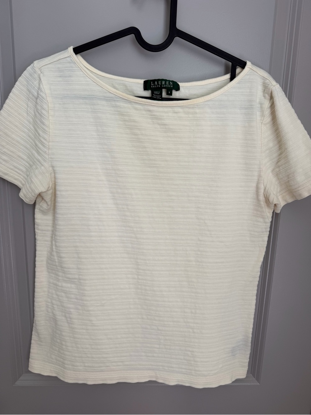 Ralph Lauren Cream Short Sleeve Ribbed Tee